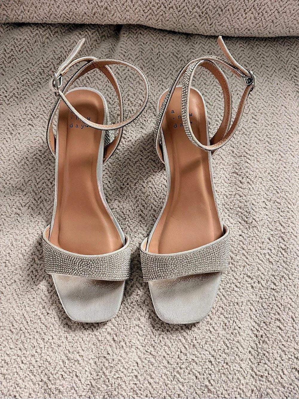 a new day Shannon Heels Silver Ankle Strap Heels Size US 8